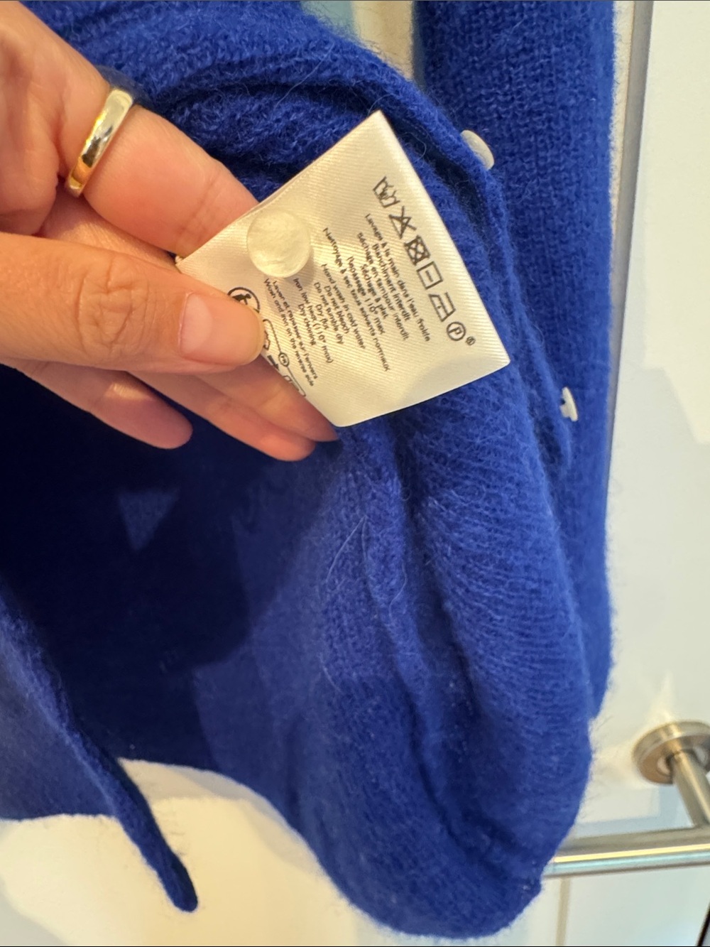 Sezane Women's Button-Front Cardigan in Cobalt - Picture 8 of 8